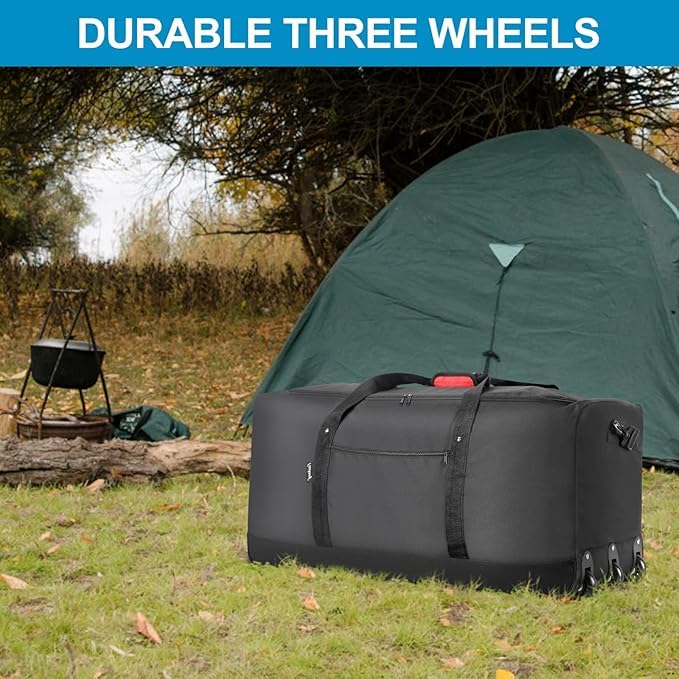 120L Foldable Rolling Duffel Bag with 3 Wheels