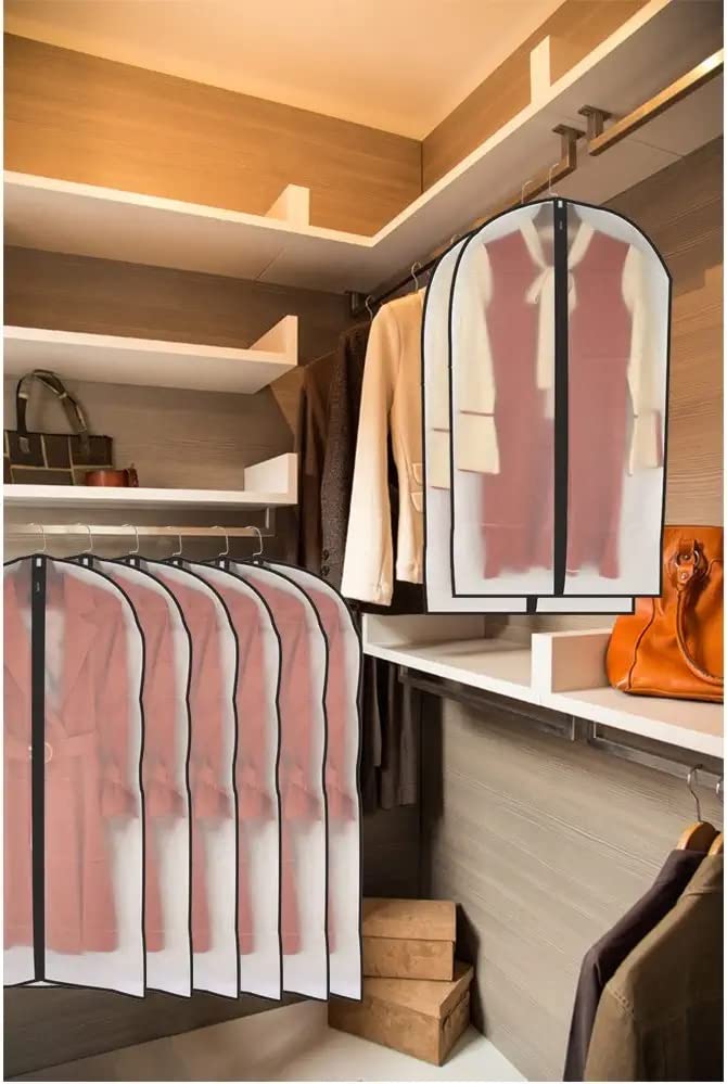 Garment Bags for Hanging Clothes 12 PCS Transparent Waterproof Dustproof Storage for Wardrobe Storage Suit Covers for Closet Clear Reuse Full Zipper for Costumes Suits Coats 24''x48'' (12 Count)