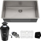 KRAUS Standart PRO™ 32-inch 16 Gauge Undermount Single Bowl Stainless Steel Kitchen Sink with WasteGuard™ Continuous Feed Garbage Disposal, KHU100-32-100-75MB