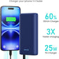 Portable Charger Power Bank 40,800mAh 25W Fast Charging USB C Portable Charger with 2 Built in Cables,5 Outputs & QC 4.0 Quick Phone Charging Battery Pack Compatible with iPhone 16/15/Android (Blue)