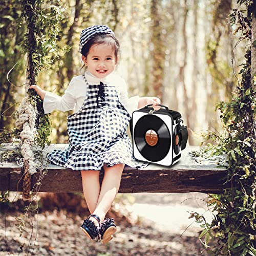 Music Record Black Kids Lunch Bag Retro Music Vinyl CD Insulated Lunch Box Mini Cooler Back to School Thermal Meal Tote Kit Bento Tote Bags Thermal Lunchbox for Boys Girls (Record Music CD)