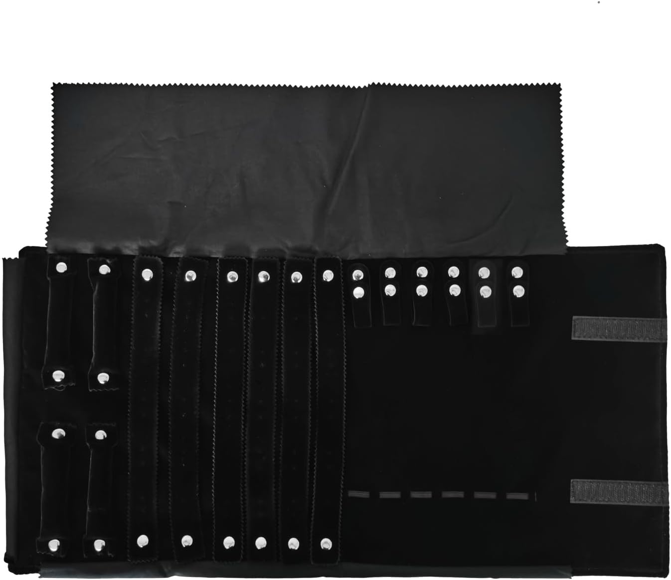 Velvet Travel Jewelry Case Roll Bag Organizer for Necklace Bracelet Earrings Ring (Black) (Black(2+6+6))