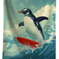 WZOMT Microfiber Penguin Beach Towel Oversized, Cute Penguin Surfing Ocean Animal Blue Bath Towels for Adults Kids, Soft Quick Dry Absorbent Sandproof Travel Swim Pool Towels 32x52 Inch