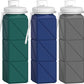 3 pack Collapsible Water Bottles,Silicone Foldable Portable Water Bottle 20.6oz, Lightweight Reusable Leakproof for Travel Hiking Camping Cycling Workouts Yoga Fitness Indoor Outdoor Sports