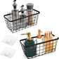 2 Pack Hanging Wall Basket Organizer Over the Cabinet Door Wire Baskets for Organizing -Space-Saving Hanging Baskets for Organizing Wall Mount Storage,No Drilling Adhesive Wall Storage Basket, Black
