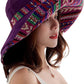 Women Wide Brim Sun Hats Metal Wired Edge Summer UV Protection Beach Fishing Hat for Hiking Garden Travel Chin Strap