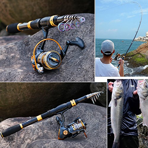 Fishing Rod Reel Combos Carbon Fiber Telescopic Fishing Pole with Spinning Reel for Travel Saltwater Freshwater Fishing