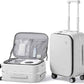 mixi 20 Inch Carry On Luggage 22x14x9 Airline Approved PC Hard Shell Suitcase Top Opening Aluminum Frame Travel Suitcases with Wheels, Smoke White