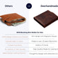 Leather RFID Wallet for Men, Slim Leather Mens Wallet, Handcraft Men's Wallets, Card Cases & Money Organizers, Magnetic Closure Sleek RFID Blocking Thin Mens Wallets with 9-12 Card Slots & Gift Box - Roamly