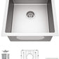TORVA 15 x 17 Inch Undermount Kitchen Sink, Premium 304 Stainless Steel Bar Sink - 9 Inches Deep Basin Single Bowl Sink