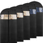 5 Pack - Moucas 50" Black Garment Bag, Mens Suit Bags for Closet Storage and Travel, Garment Bags for Hanging Clothes, Suit Cover Bags with Zipper for Coats, Dresses, Shirts