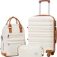 LONG VACATION Carry On Luggage Sets 3 Piece 20 Inch Suitcase Set, ABS+PC Hardshell Lightweight Travel Luggage with Spinner Wheels & YKK Zipper TSA Lock (20 INCH (BP/TB), BEIGE-BROWN)