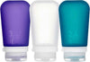 humangear GoToob+ 3-Pack (Large) | Refillable Silicone Travel Bottle | Locking Lid | Food-Safe Material, Clear/Purple/Teal, Large (3.4 fl.oz.; 100ml)