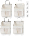 4pcs Wall Hanging Storage Bag,Wall Hanging Organizer bags with Pockets, Wall Organizer Storage for Dormitory Bathroom Bedroom (White-upgraded)