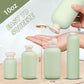 ASEVAT 10oz 4Pcs Green Plastic Refillable Travel Shampoo and Conditioner Bottles Plastic Refillable Travel Shampoo Bottles with Flip Cap Shampoo and Conditioner Dispenser