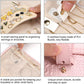 Voova Travel Jewelry Holder Organizer Case, Large Jewelry Storage Bag for Women Girls, Foldable Traveling Jewellery Pouch Roll for Necklaces Rings Earrings Bracelets, Light Pink