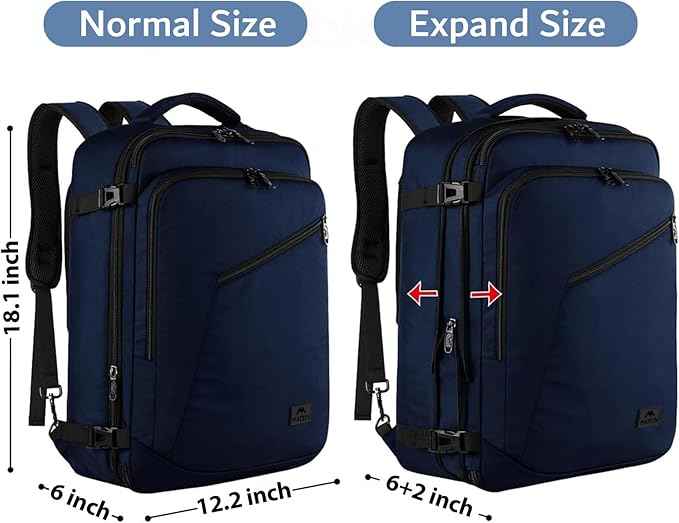 MATEIN Backpack for Travel, 27L Water Resistant Carry on Backpack Fits Overhead Bin, Convertible Work Daypack with 2 Handles, Hiking Daypack for Outdoor Sport,Travel Gifts for Men Women, Blue