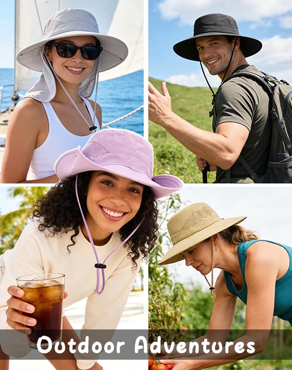 UPF 50+ Wide Brim Sun Hat with Neck Flap (2 Count)