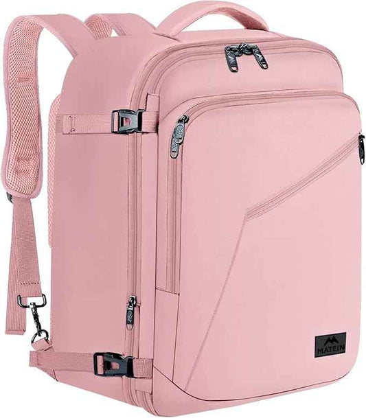 MATEIN 45L Womens Travel Backpack, Extra Large Carryon Backpack Fits Overhead Bin, Cute Weekender Daypack for Travel on Airplane, Traveling Accessories for Women, Pink