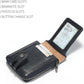 Men's brand buckle driver's license zipper genuine leather wallet, large capacity, multifunctional coin pocket (Bluish grey)