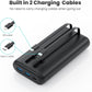 Portable Charger Power Bank 40,800mAh 25W Fast Charging USB C Portable Charger with 2 Built in Cables,5 Outputs & QC 4.0 Quick Phone Charging Battery Pack Compatible with iPhone 16/15/14,Android