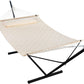 ANOW Outdoor Hammock with 12 Feet Heavy Duty Steel Stand, Two Person Hammock with Stand Included, 450 LBS Weight Capacity, Cream