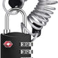 ZHEGE Luggage Lock, TSA Approved Travel Lock, 4 Digit Combination Padlock with Flexible Cable (30 Inch) for Suitcase, Backpack, Cabinet, Drawer (1 Pack, Black)