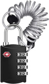 ZHEGE Luggage Lock, TSA Approved Travel Lock, 4 Digit Combination Padlock with Flexible Cable (30 Inch) for Suitcase, Backpack, Cabinet, Drawer (1 Pack, Black)