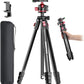 68" Lightweight Travel Camera Tripod with Ball Head, Compact Aluminum Tripod for DSLR/SLR, Compatible with Canon, Nikon, Binoculars, Telescope (Supports 8.8 lbs, Weighs 2.62 lbs)