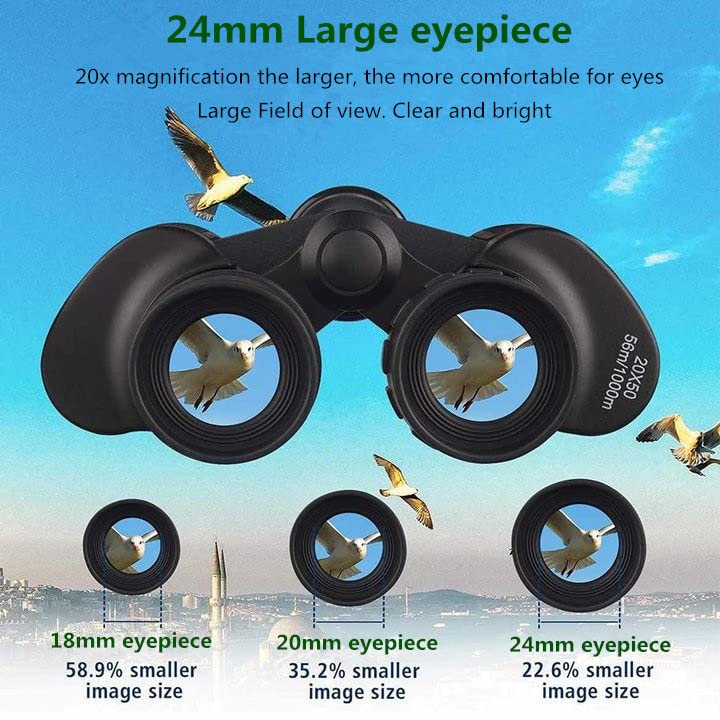 Binoculars for Adults 20x50 High Power Low Light Waterproof HD Compact Binoculars