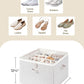 StorageWorks Shoe Organizer for Closet, Fits up to 16 Pairs, Shoe Cubby Storage Containers with Adjustable Dividers and Clear Cover, Gray and White Stripes