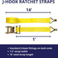 10 Pack 1.5" x15' Ratchet Strap 4400LB