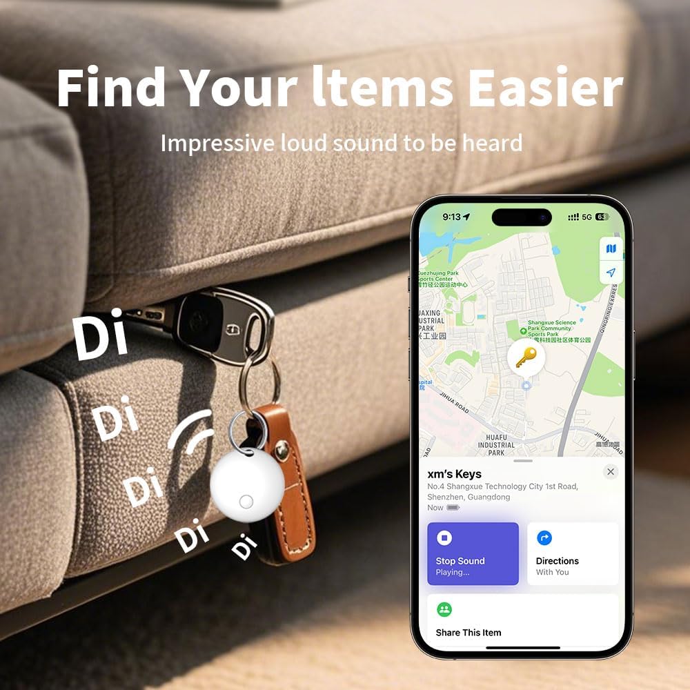 4 Pack Smart Tag Tracker Works with Apple Find My, IP65 Waterproof and Replaceable Battery, Bluetooth Tracker Item Locator for Key Pet Wallet Backpack Luggage, White (iOS 14.6 or Above)