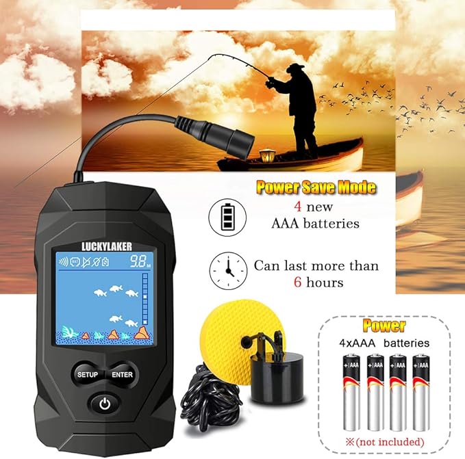 LUCKYLAKER Water Boat Fish Finders Depth Portable Handheld Fish Finder Transducer Wired Ice Fishing Finders Sonar