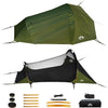 Night Cat Flat Lay Hammock Tent: Portable Lightweight Camping Hammock with Mosquito Net Waterproof Rainfly for 1 Person Outdoor Camping Green