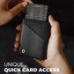Jenoss Smart Wallet For Men: Full Grain Leather, Handcrafted, Slide Metal Pop Up Case, Slim RFID Blocking Credit Card Holder, Minimalist Compact 12 Cards Slot Organizers ID Money Clip (Black & Carbon)