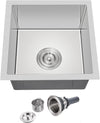 15 x 15 Inch Undermount Kitchen Sink, T-304 Stainless Steel Handmade Single Bowl Kitchen Bar Sink or Prep Small Sink (Brushed)