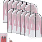 Garment Bags for Hanging Clothes Travel (Set of 12) Suit Bags for Closet Storage Closet Cover for Open Closet Clothes Storage Bag with Zipper for Suits, Jackets, Shirts (Black, 24'' x 40'')