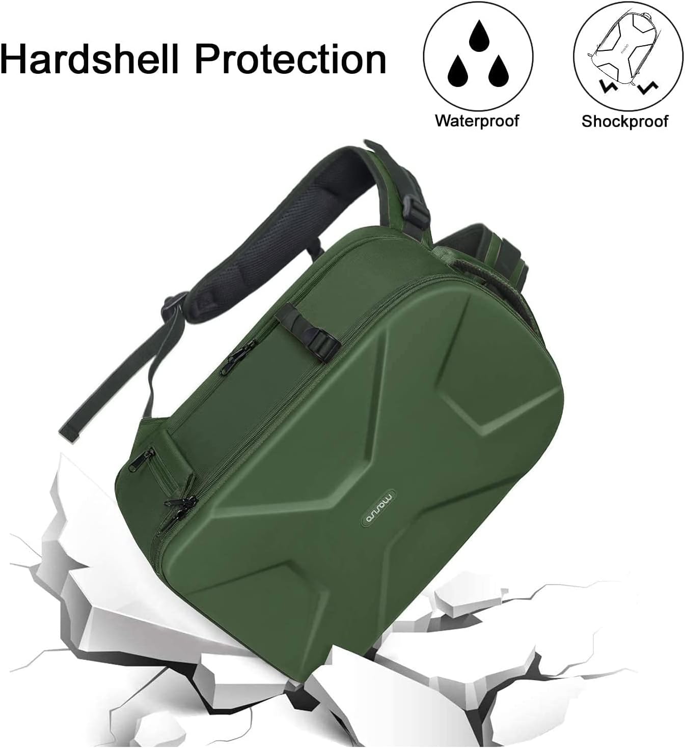 MOSISO Camera Backpack, DSLR/SLR/Mirrorless Photography Camera Bag 15-16 inch Waterproof Hardshell Case with Tripod Holder&Laptop Compartment Compatible with Canon/Nikon/Sony, Army Green