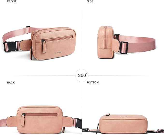 2L Fanny Packs Everywhere Belt Bag Small Fashion Crossbody Waist Pack Faux Leather Waterproof Sling Chest Bag For Women Trendy Pink