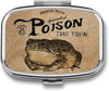 Metal 2 Compartment Pill Organizer Travel Friendly Portable Compact Pill Box Cute Pill Case to Hold Vitamins,Fish Oil,Supplements,Meds,Tablet for Purse,Pocket. (Poison Frog)