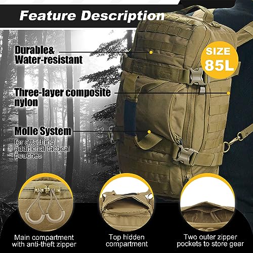 3 In 1 Tactical 30L Military Backpack Travel Duffle Bag for Weekender Gym Workout Deployment