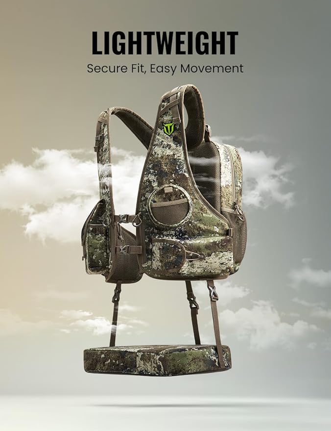 TIDEWE Vest with Seat, Lightweight Vest with Multi-Compartment Storage, Portable Backpack with 11 Adjustable Straps