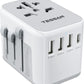 TESSAN Universal Travel Adapter, International Power Adapter with 4 USB Ports (1 USB C), Worldwide Plug Adaptor Wall Charger for USA to Europe UK France Germany Spain Ireland Australia(Type C/G/A/I)