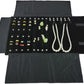 Velvet Travel Jewelry Case Roll Bag Organizer for Necklace Bracelet Earrings Ring (Black) (Black(4+2+2+6))