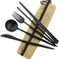Gugrida Reusable Travel Utensils, 7 Piece Portable 304 Stainless Steel including Knife Fork Spoon Chopsticks Cleaning Brush Straws Portable Pouch, Eco-friendly Camping Silverware Set, Dishwasher Safe