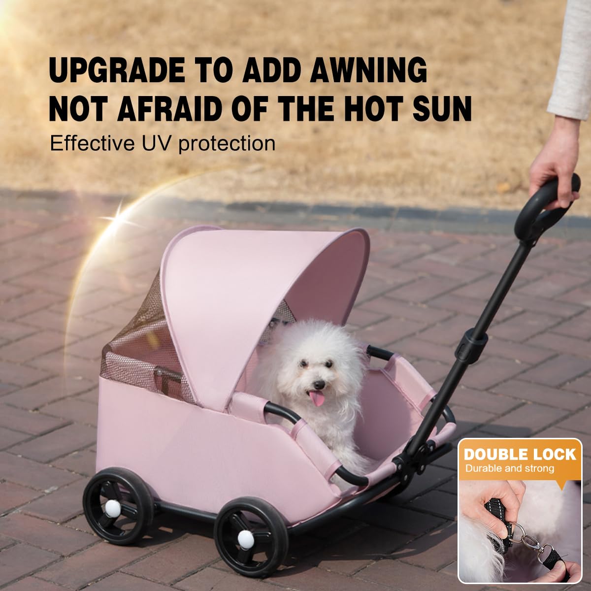 Dog Stroller 4 Wheels Folding Dog Cart with Sunshine Cover Pet Stroller for Travelling Shopping Walking Playing for Small Dogs Cats