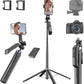 71" Selfie Stick Phone Tripod with Wireless Remote & 2 Fill Lights, Extendable Aluminum Phone Stand for iPhone/Android/Camera, Portable Travel Tripod for Vlogging, Live Streaming, Video Recording