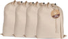 LFH Home Large Premium 100% Cotton Canvas Laundry Bag with Drawstring and Handles Heavy Duty, Multi-Use, and Washable for Home, Travel, College or Storage 24x36 (Pack of 4)-Natural