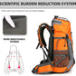 King'sGuard 60L Hiking Backpack Large Waterproof Camping Backpack for Men and Women Lightweight Frameless Backpacking Backpack with Rain Cover (Orange) - Roamly